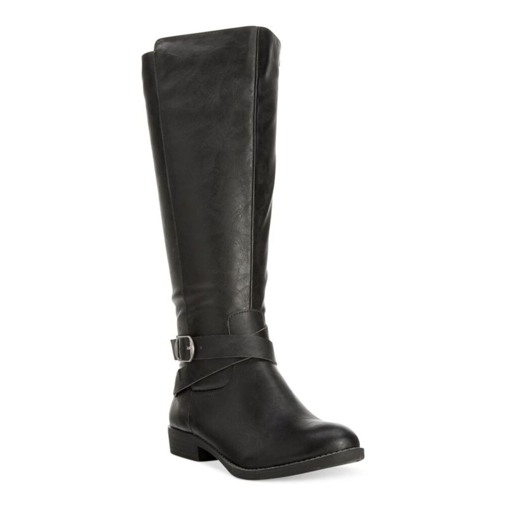 STYLE & COMPANY Womens Black Round Toe Stacked Heel Zip-Up Riding Boot 5 F